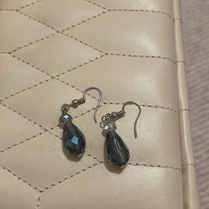 Blue and silver beaded earrings